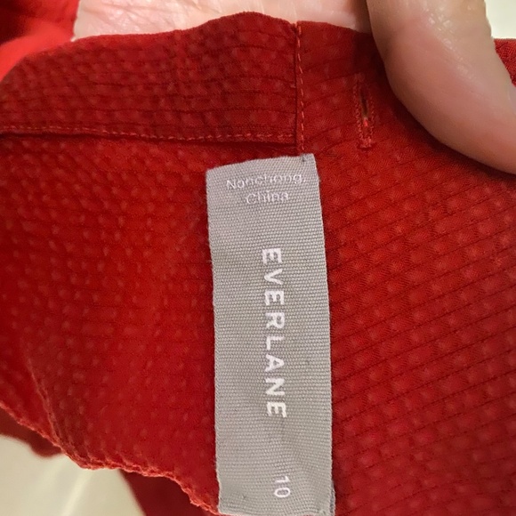 Everlane Long Sleeves Red Cupro Textured Blouse Top Mockneck Size 10 - Picture 2 of 6